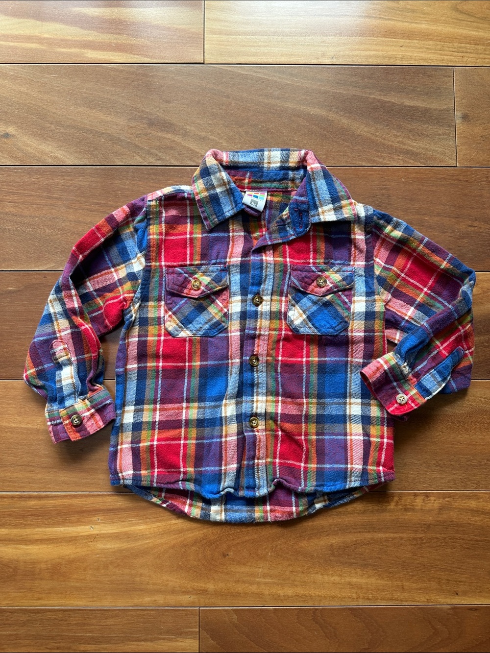 healthtex Rainbow Plaid Button-Down Shirt 4T